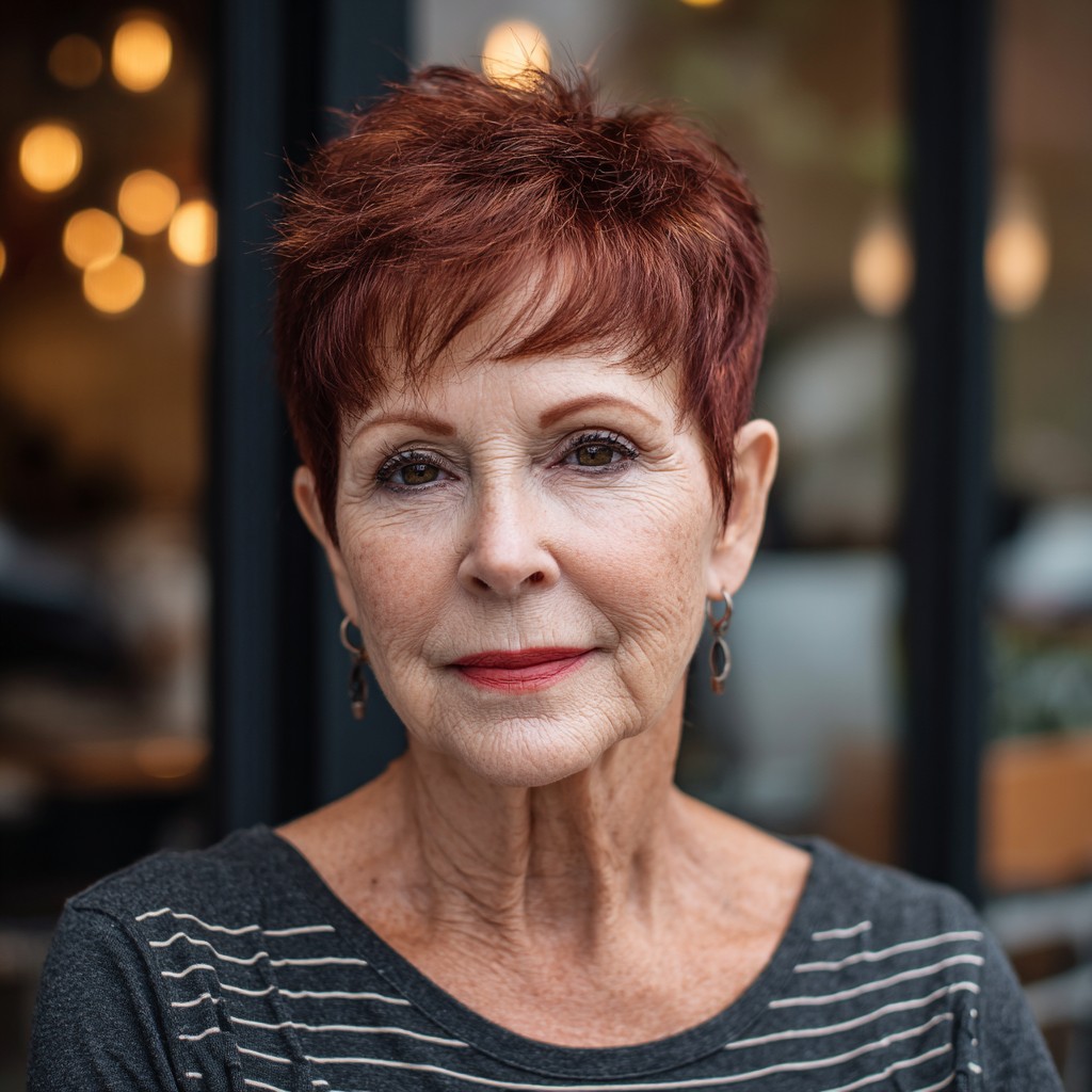 Chic Textured Mahogany Brown Pixie Cut
