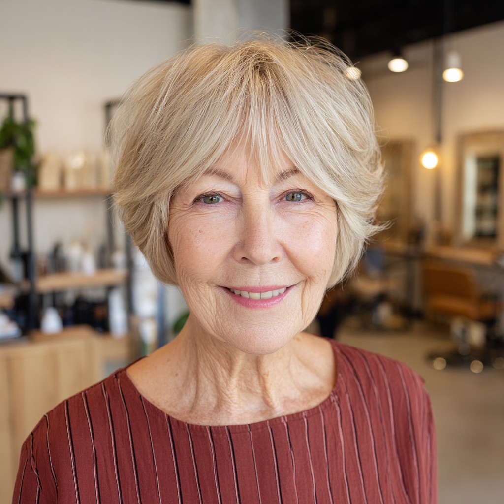 Chic Textured Short Cut with Soft Bangs