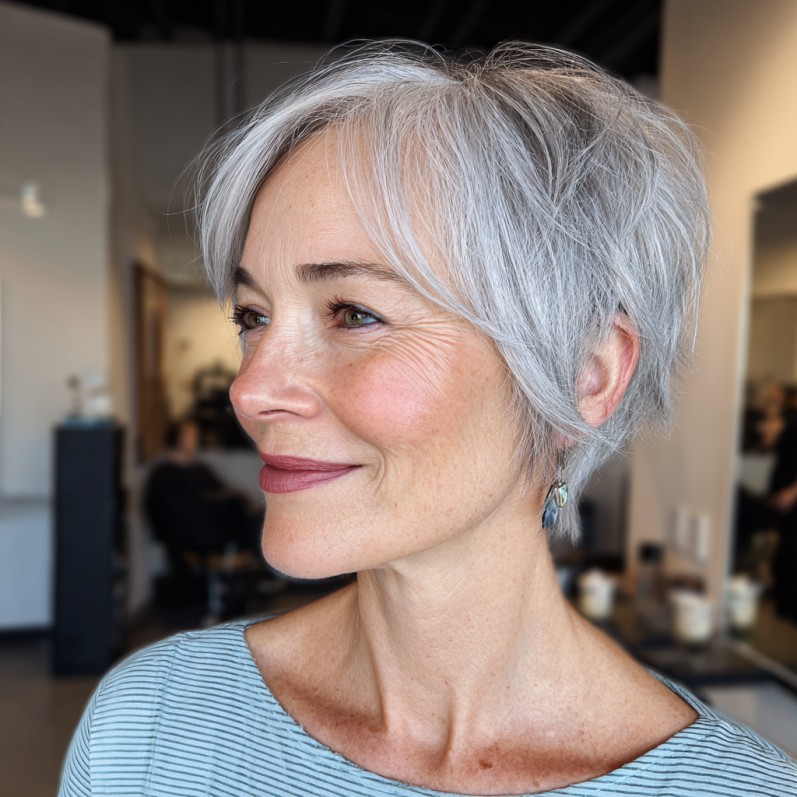 Chic Textured Silver Mixie Shag with Soft Layers