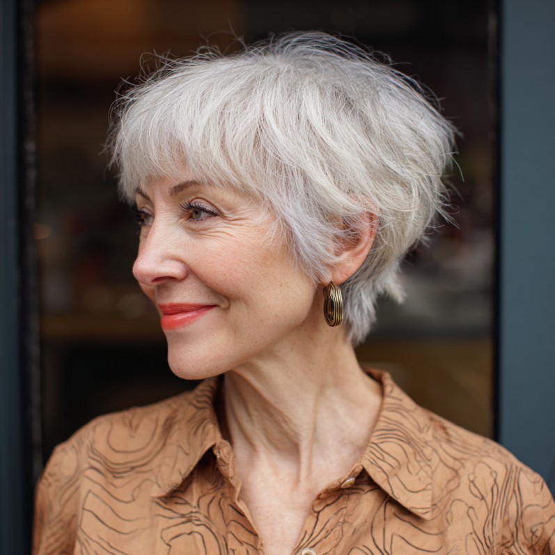 Chic Textured Silver Mixie Shag with Volume