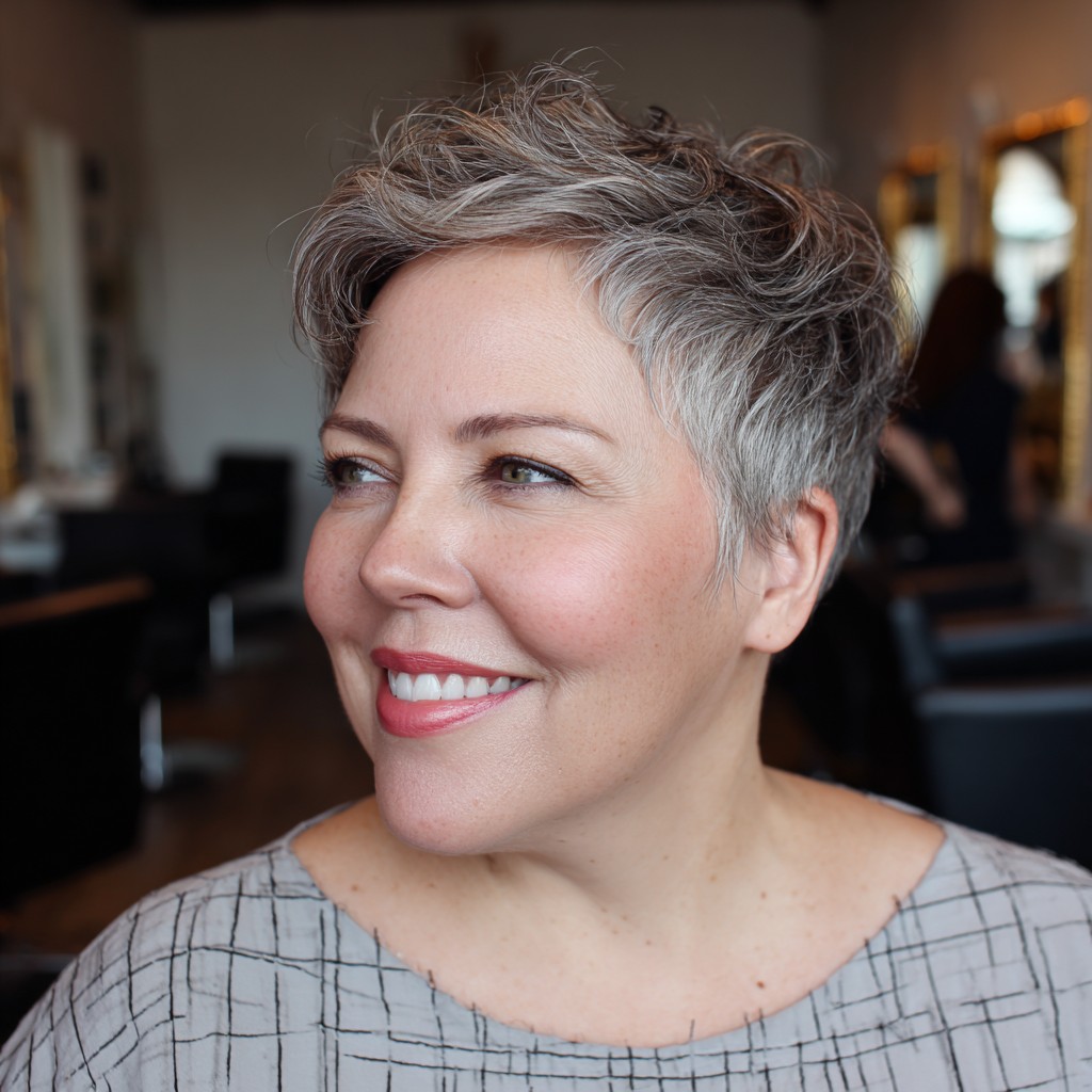 Chic Textured Silver Pixie Cut with Defined Layers