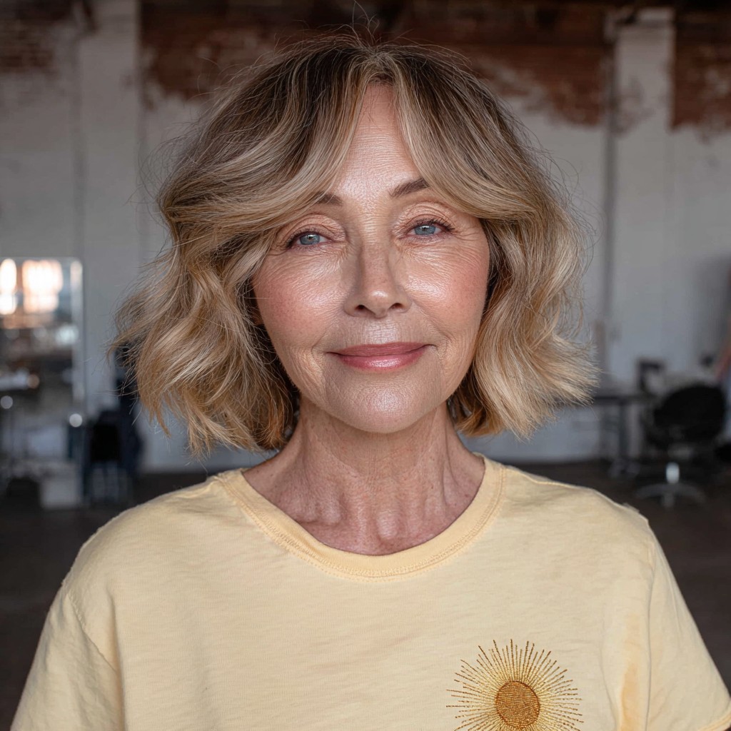 Effortlessly Chic Bronde Waves with Soft Textured Layers