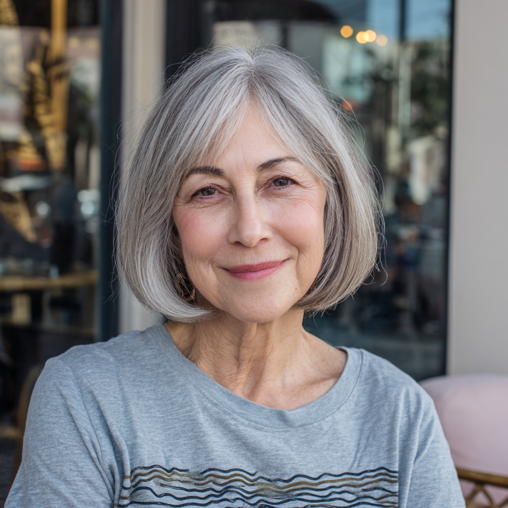 Elegant Soft Gray Bob with Subtle Layers