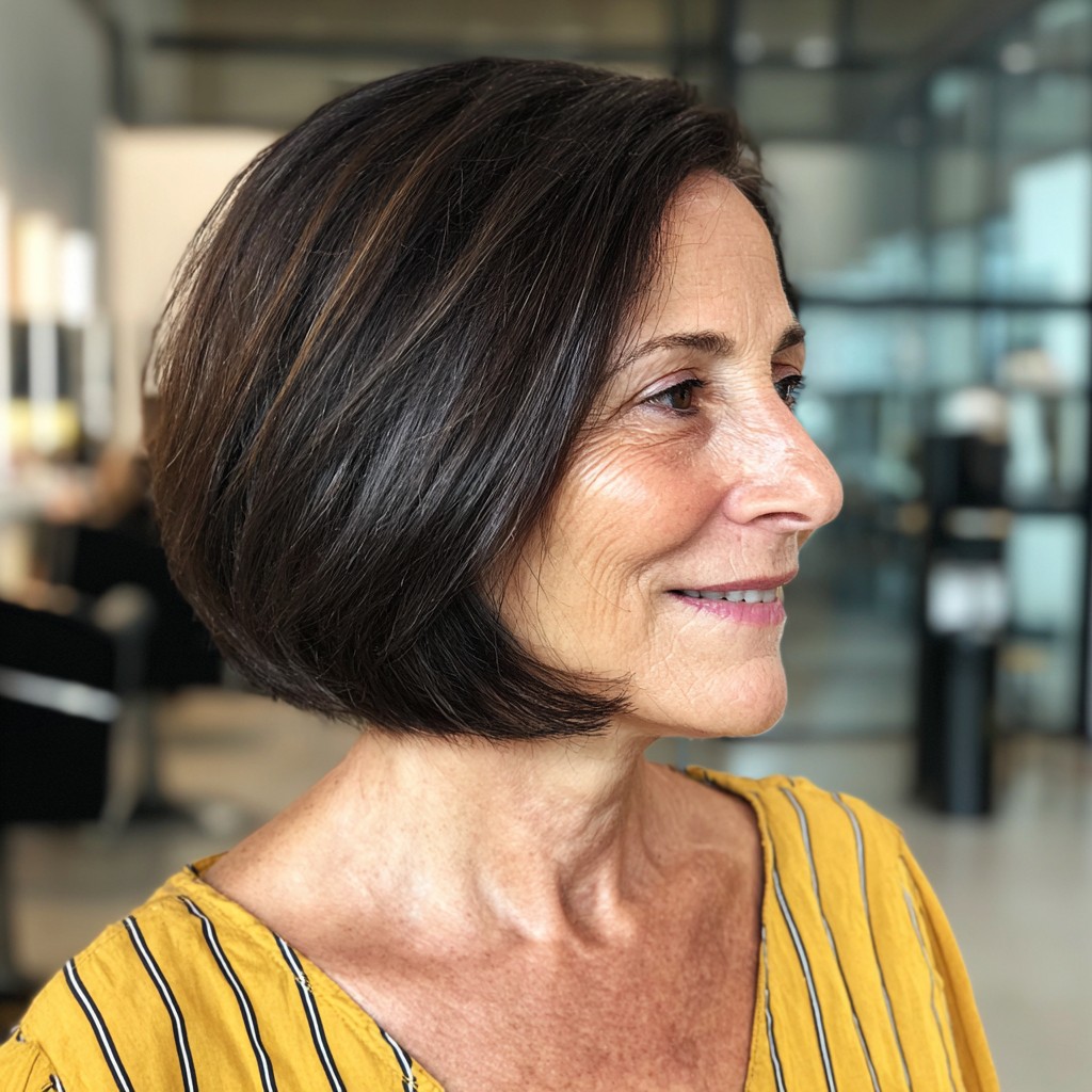 Elegant Softly Layered Slope Bob with Subtle Highlights