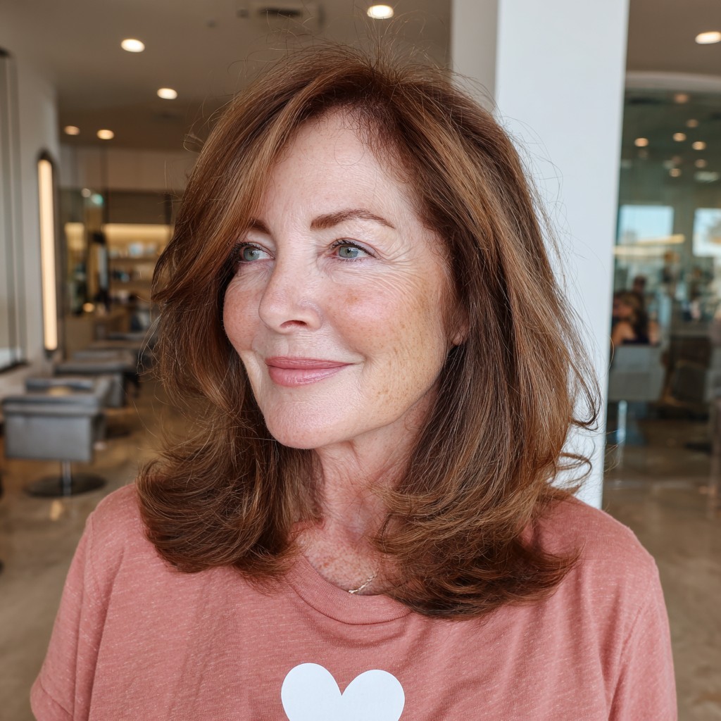 Layered Mahogany Brown Cut with Natural Volume