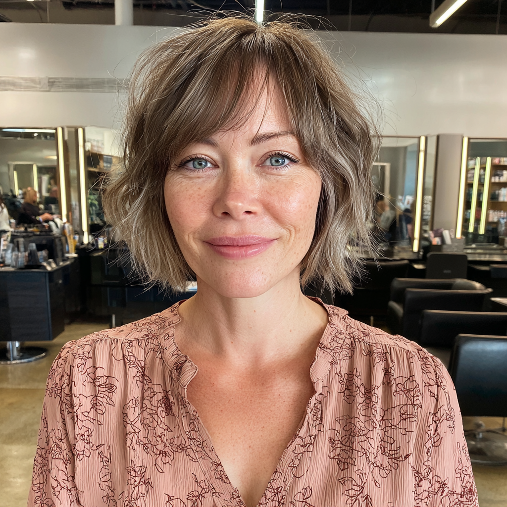 Modern Choppy Lob with Soft Bangs
