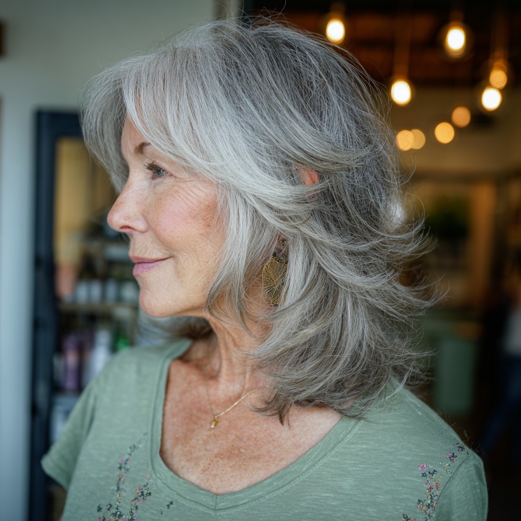Modern Layered Gray Cut with Soft Volume