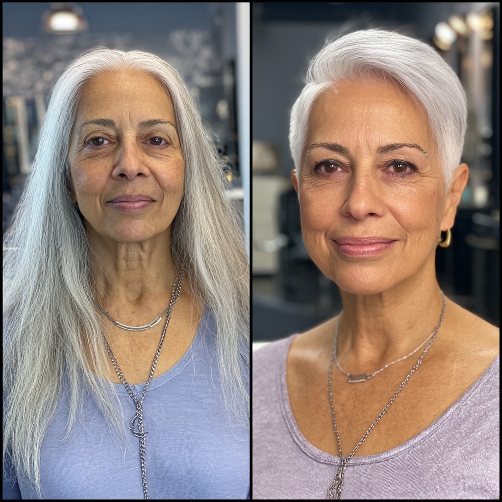 Modern Short Silver Pixie Cut with Soft Volume