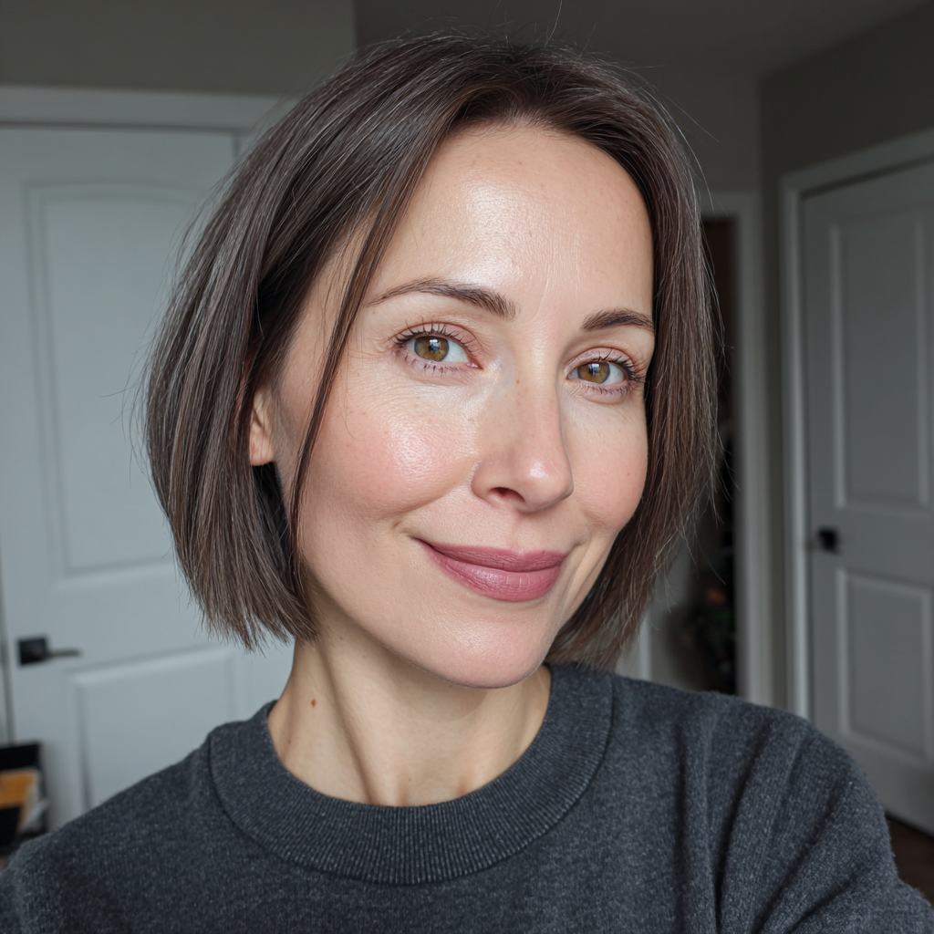 Modern Straight Lob with Subtle Face-Framing Layers
