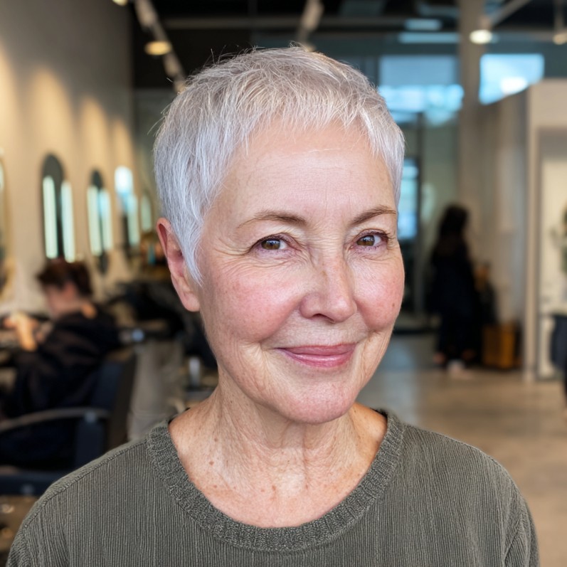 Short Textured Pixie Cut with Brightened Roots