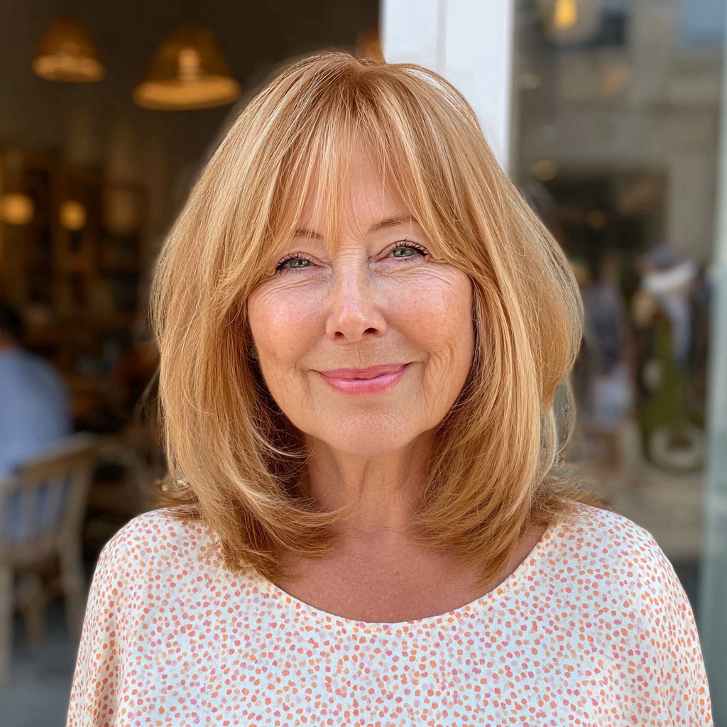 soft layered choppy bob with long bangs