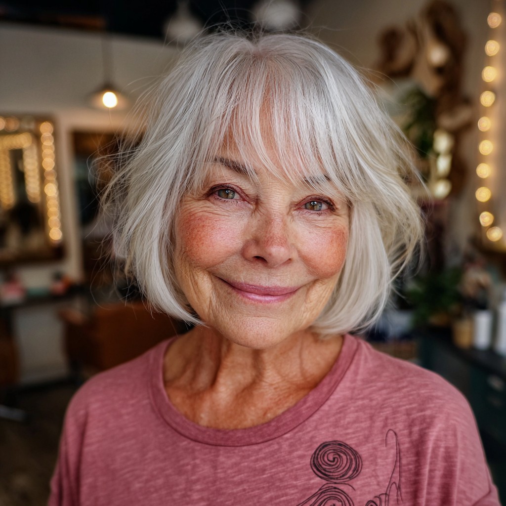 Soft Silver Bob with Wispy Bangs