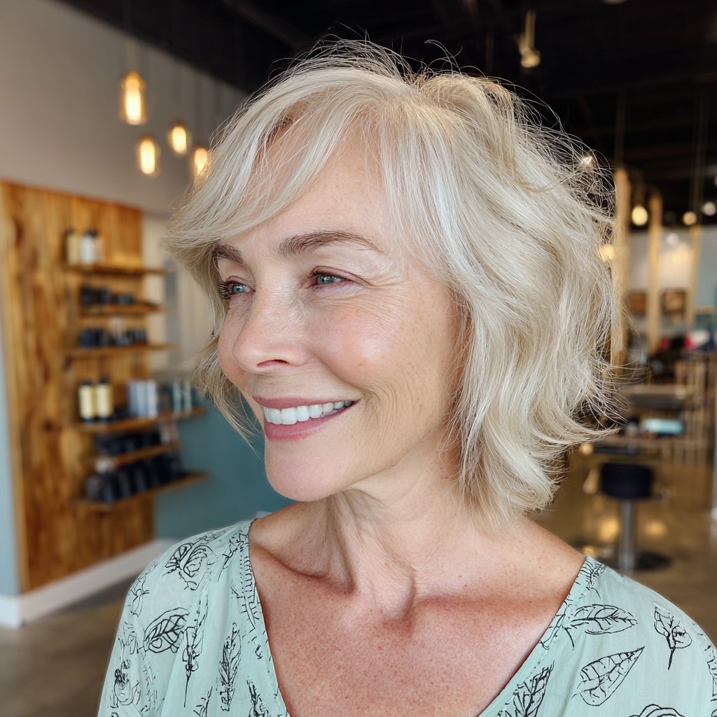 soft textured bob with subtle waves