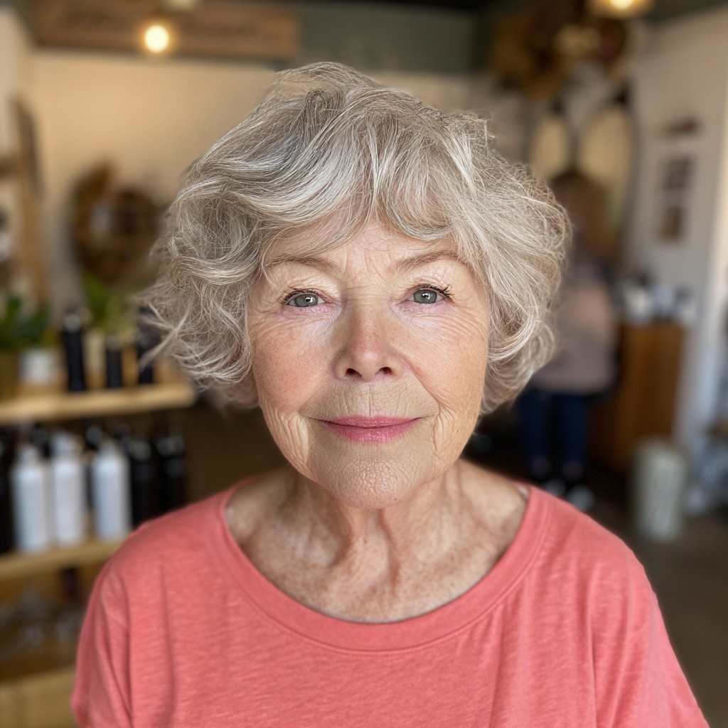 Softly Curled Wispy Bangs with Textured Layers