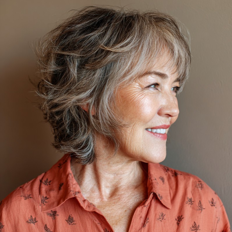 Softly Layered Ash Blonde Mixie Shag with Subtle Highlights