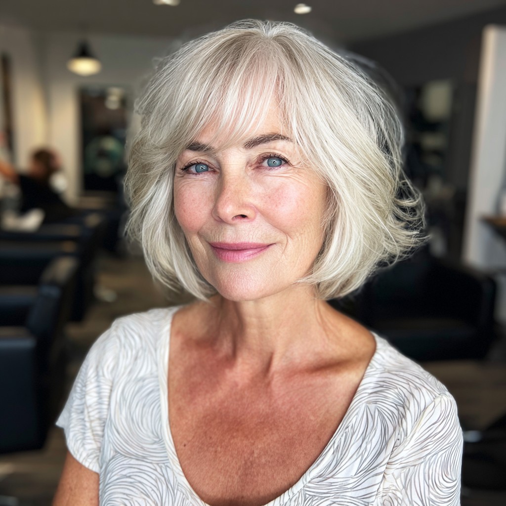 Softly Textured Wispy Bangs with Elegant Bob