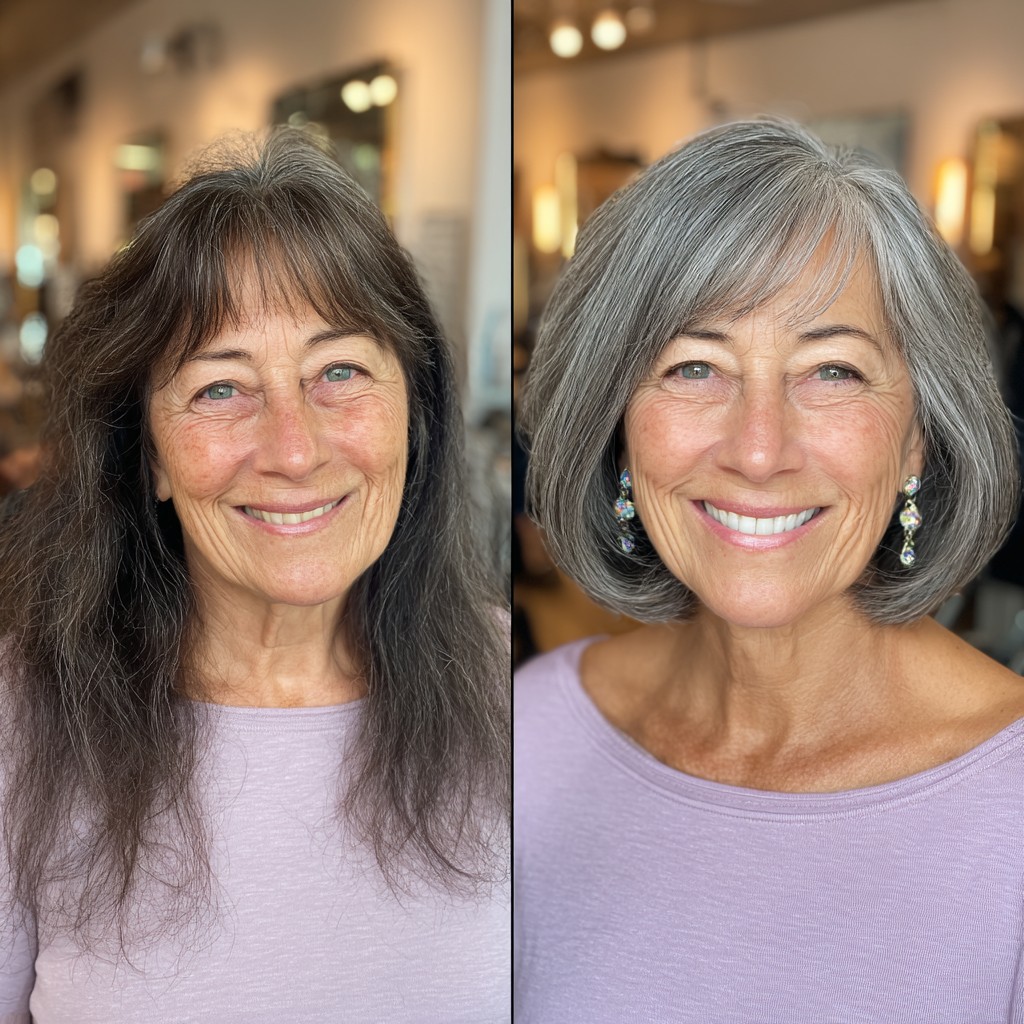 Stylish Silvery Blunt Bob with Soft Layers