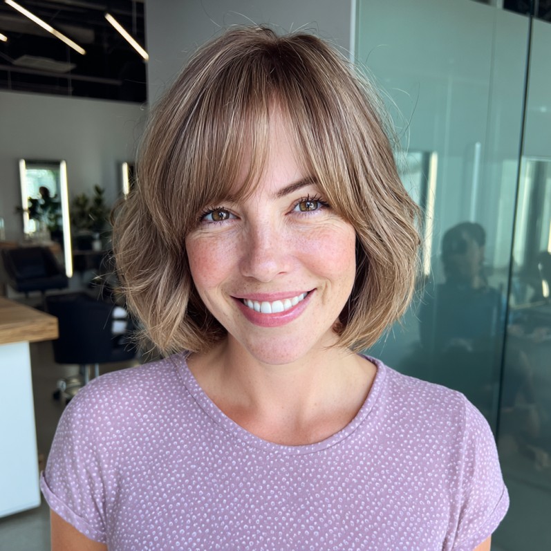 Stylish Soft Curtain Bob with Subtle Waves
