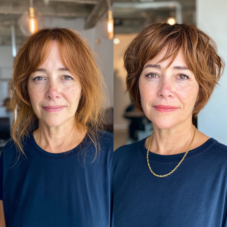 Textured Auburn Mixie Shag with Soft Layers