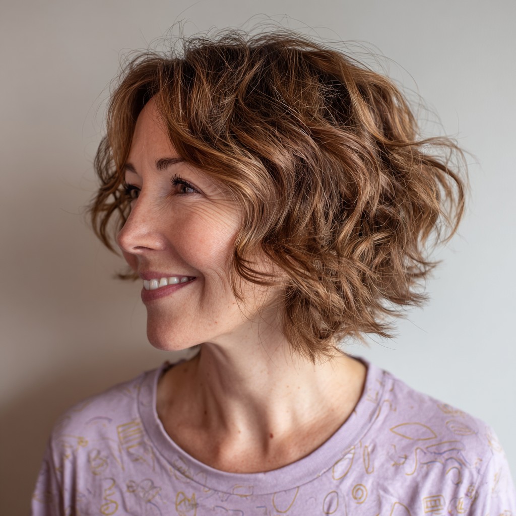 Textured Curly Bob with Soft Layers