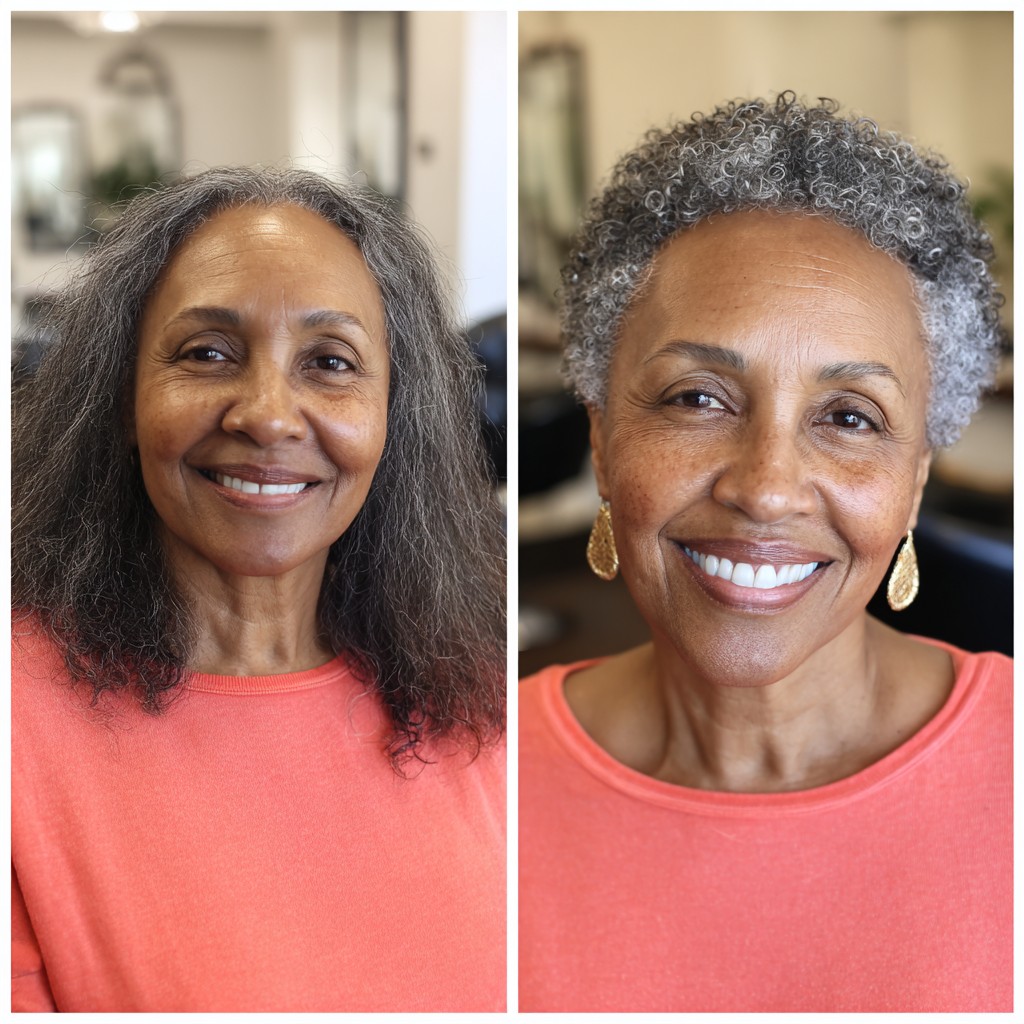 Textured Curly Crop with Soft Silver Highlights