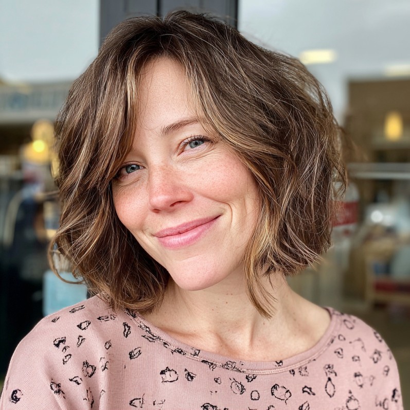 Textured Curtain Bob with Soft Waves