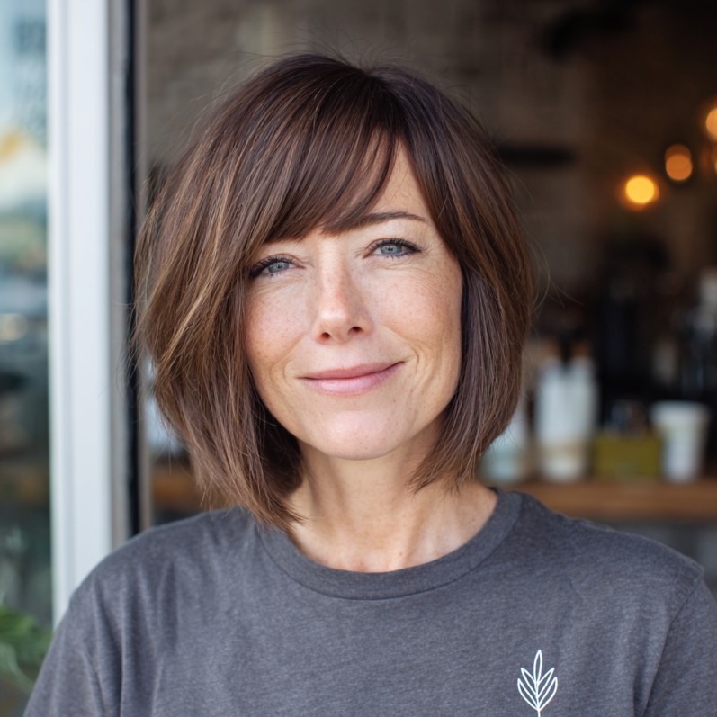 Textured Curtain Bob with Wispy Bangs