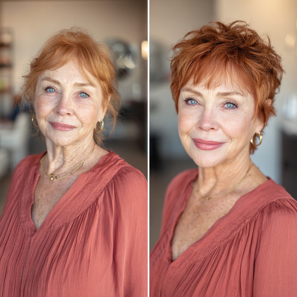 Textured Short Crop with Vibrant Copper Highlights