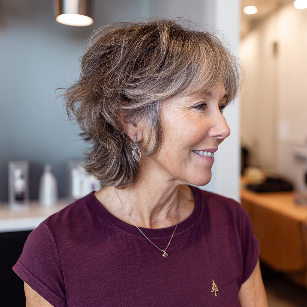 Textured Short Layered Cut with Soft Volume