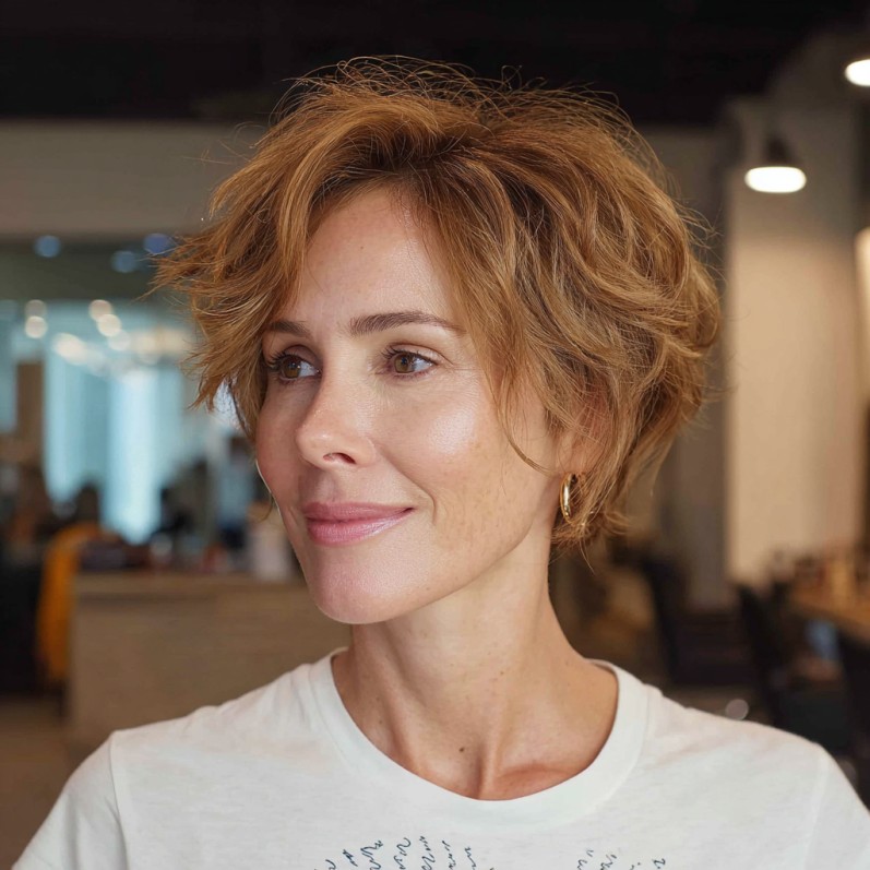 Textured Short Pixie Cut with Soft Waves