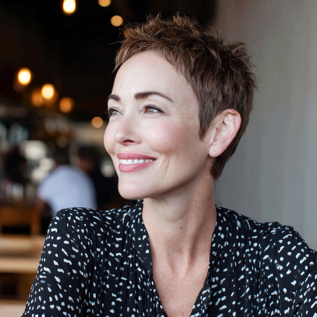 Textured Short Pixie with Defined Edges