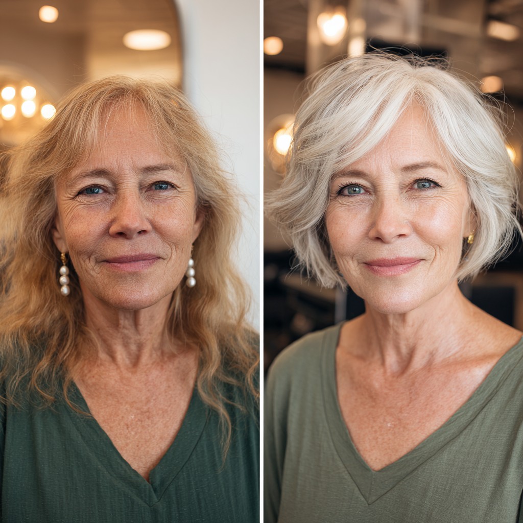 Textured Silver Bob with Soft Waves