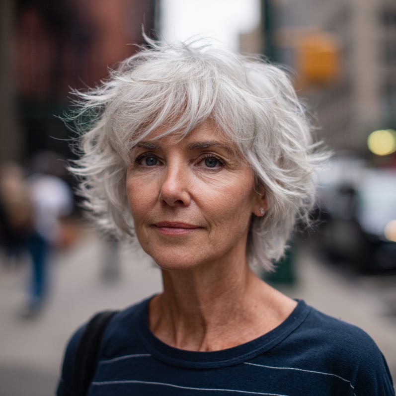 Textured Silver Mixie Shag with Lively Volume