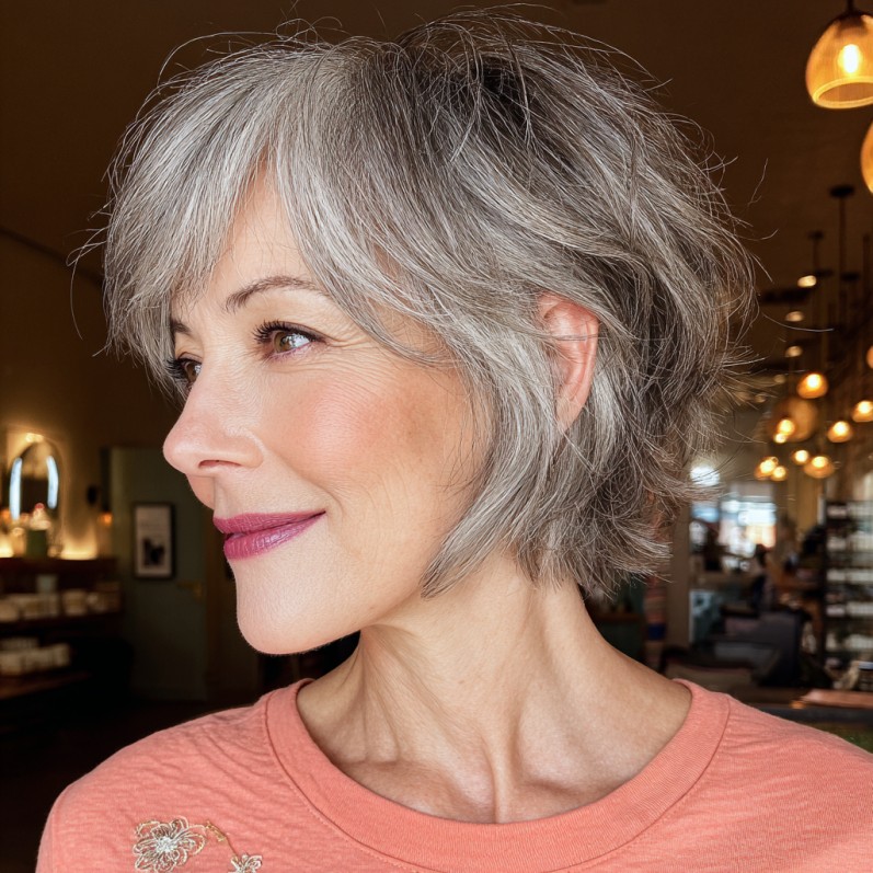 Textured Silver Mixie Shag with Soft Layers