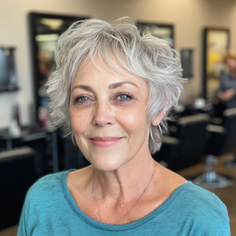 Textured Silver Mixie Shag with Soft Volume