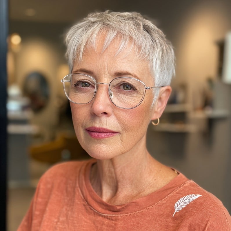 Textured Silver Pixie with Soft Bangs