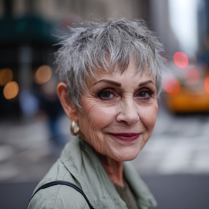 Textured Silver Pixie with Soft Edges