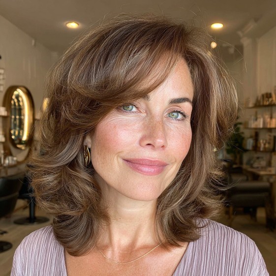 Beautifully Voluminous Layered Cut with Soft Bangs