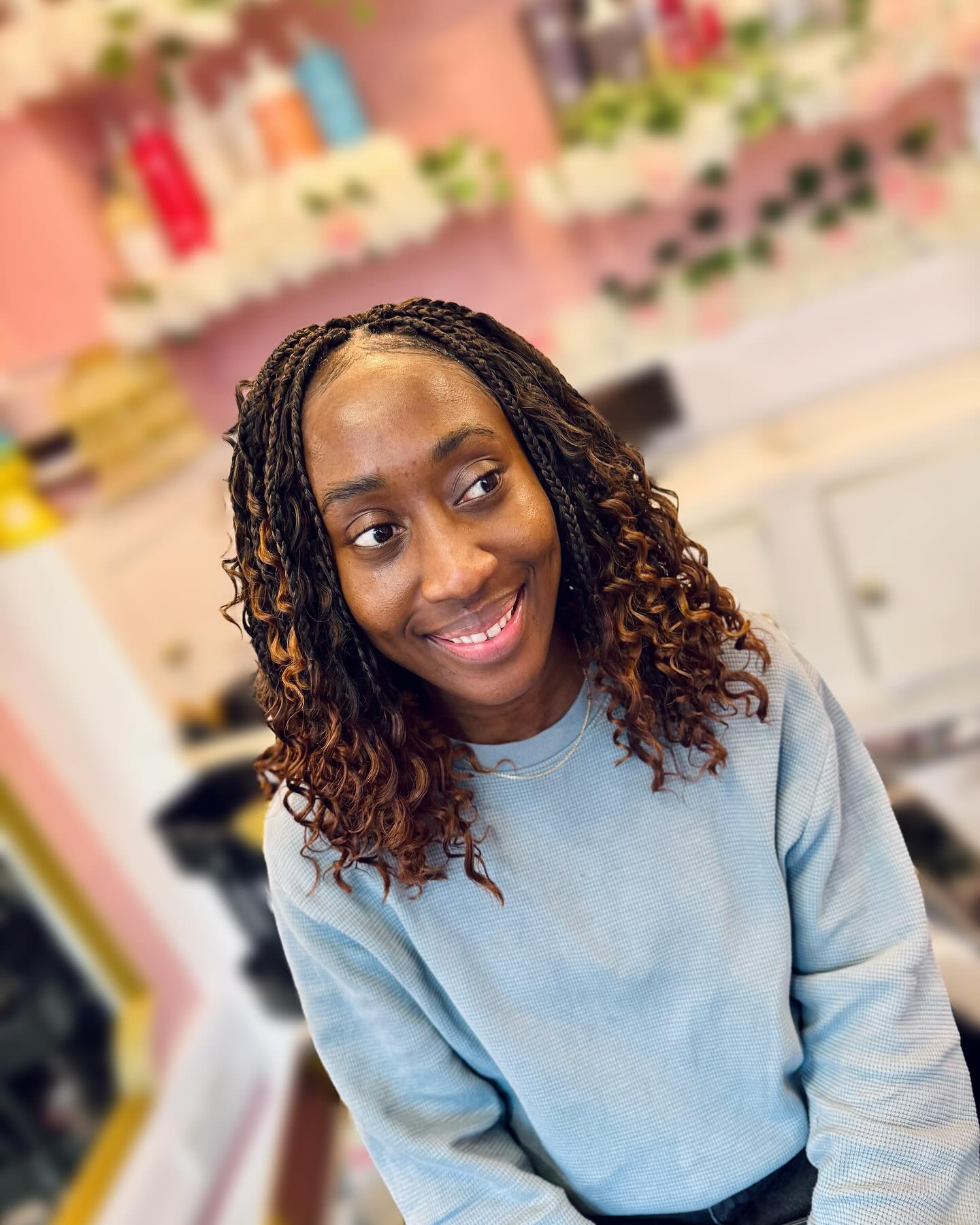 Charming Curly Crochet Braids with Warm Highlights