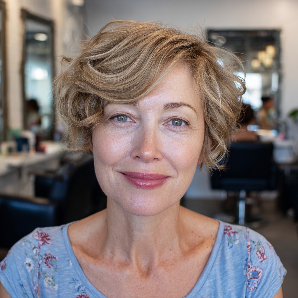 Chic Bronde Pixie with Defined Curls