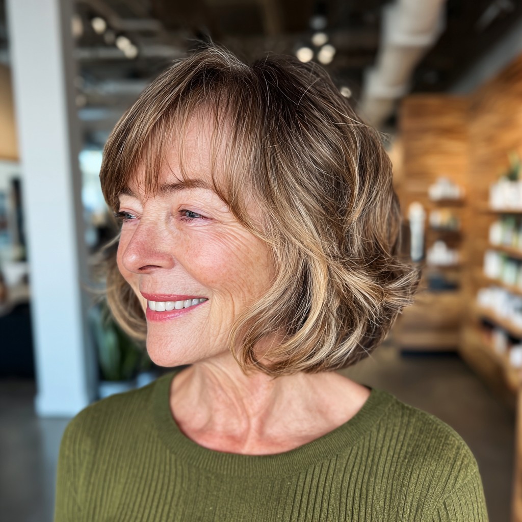 chic layered bob with soft bangs