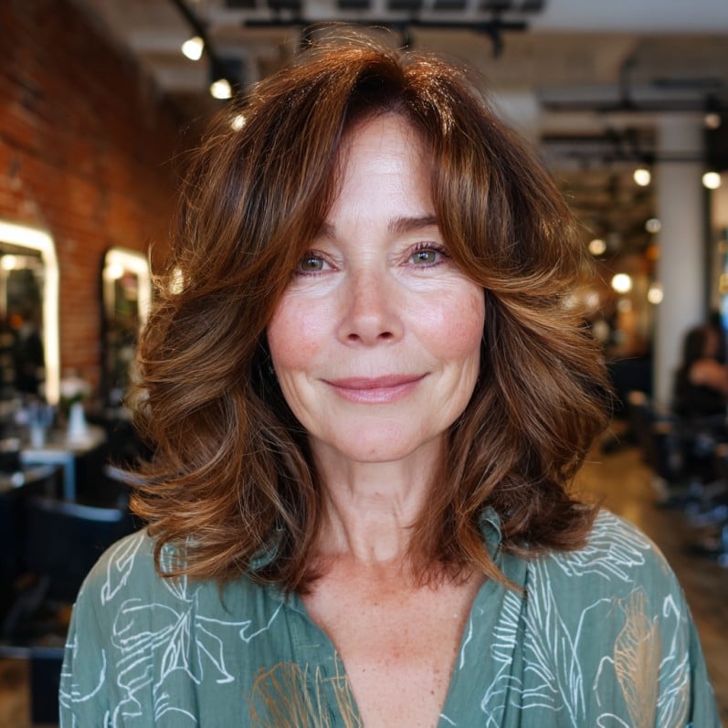 Chic Layered Lob with Curtain Bangs