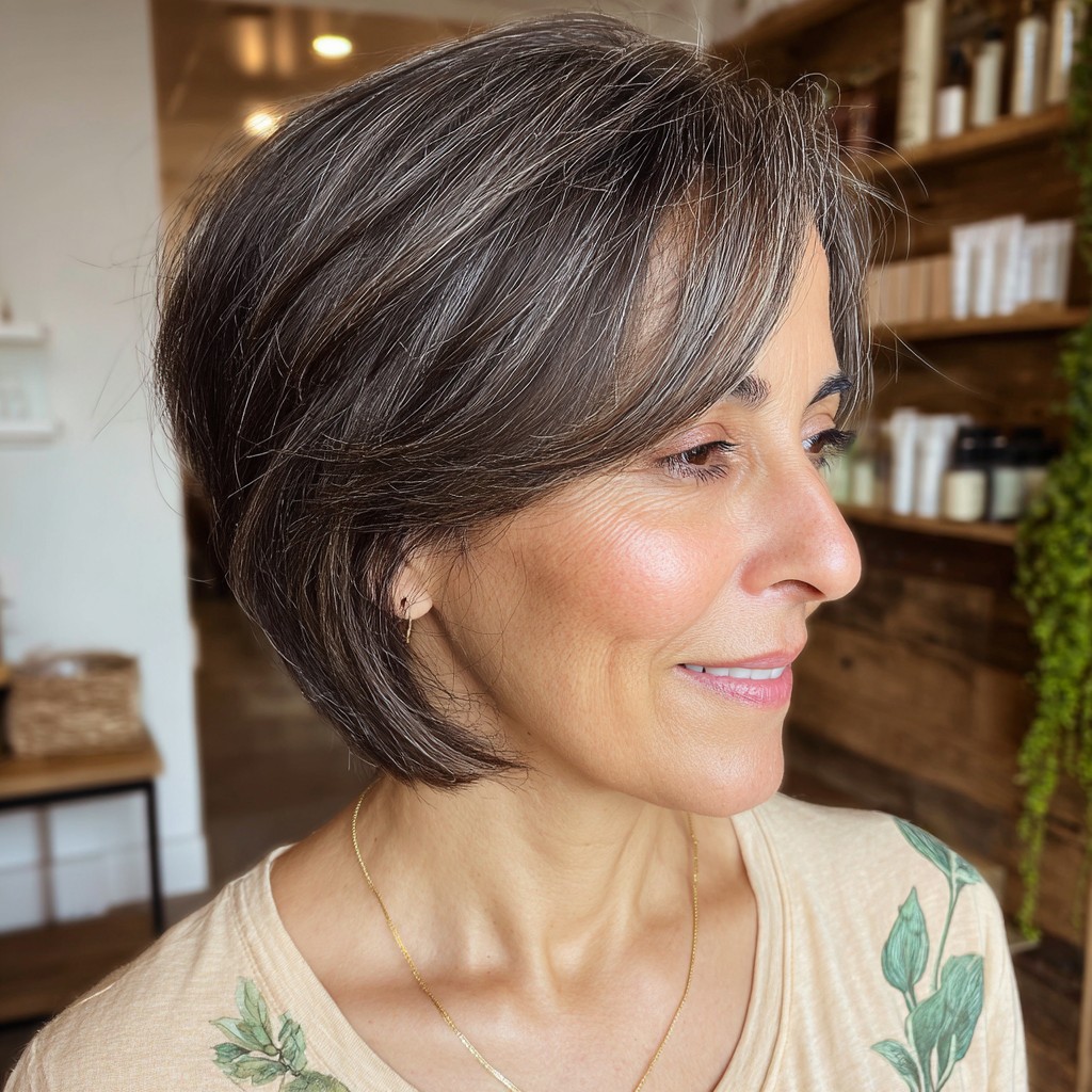 Chic Layered Silver Bob with Soft Volume