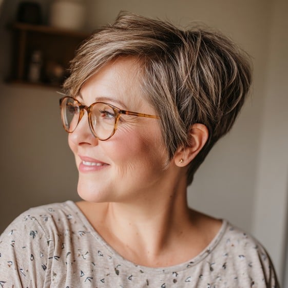 Chic Layered Textured Pixie Cut for Fuller Faces