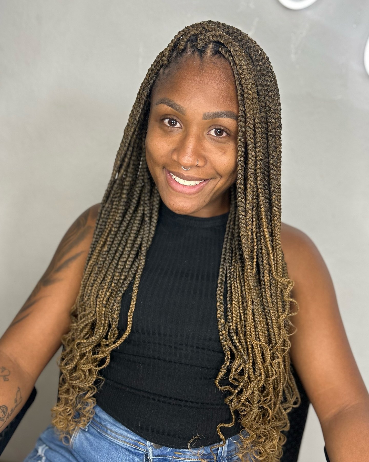 Chic Long Box Braids with Soft Curls