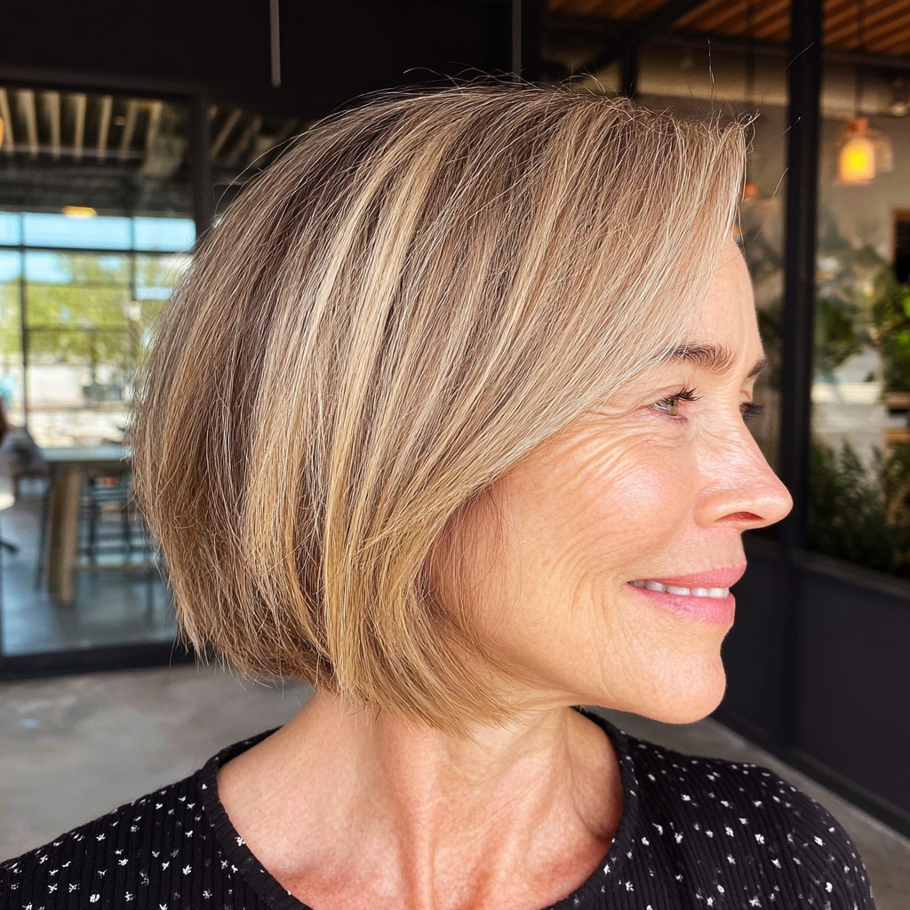 Chic Softly Layered Blunt Bob with Subtle Highlights