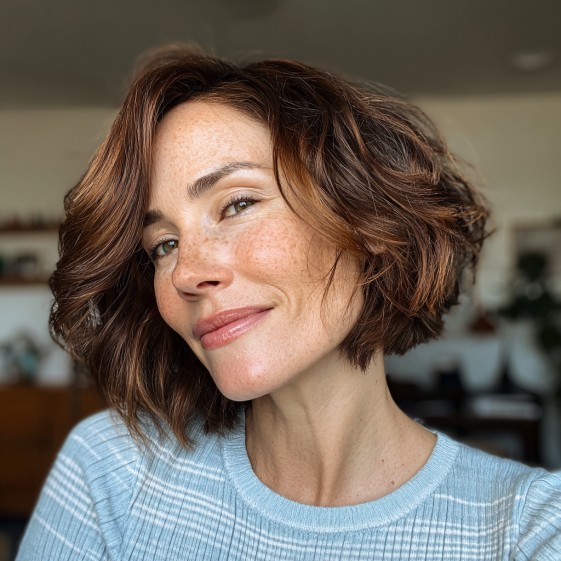Chic Textured Bob with Soft Curls
