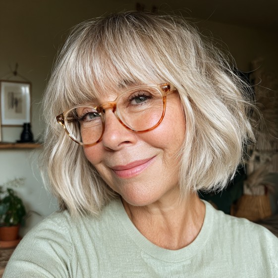 Chic Textured Bob with Soft Curtain Bangs