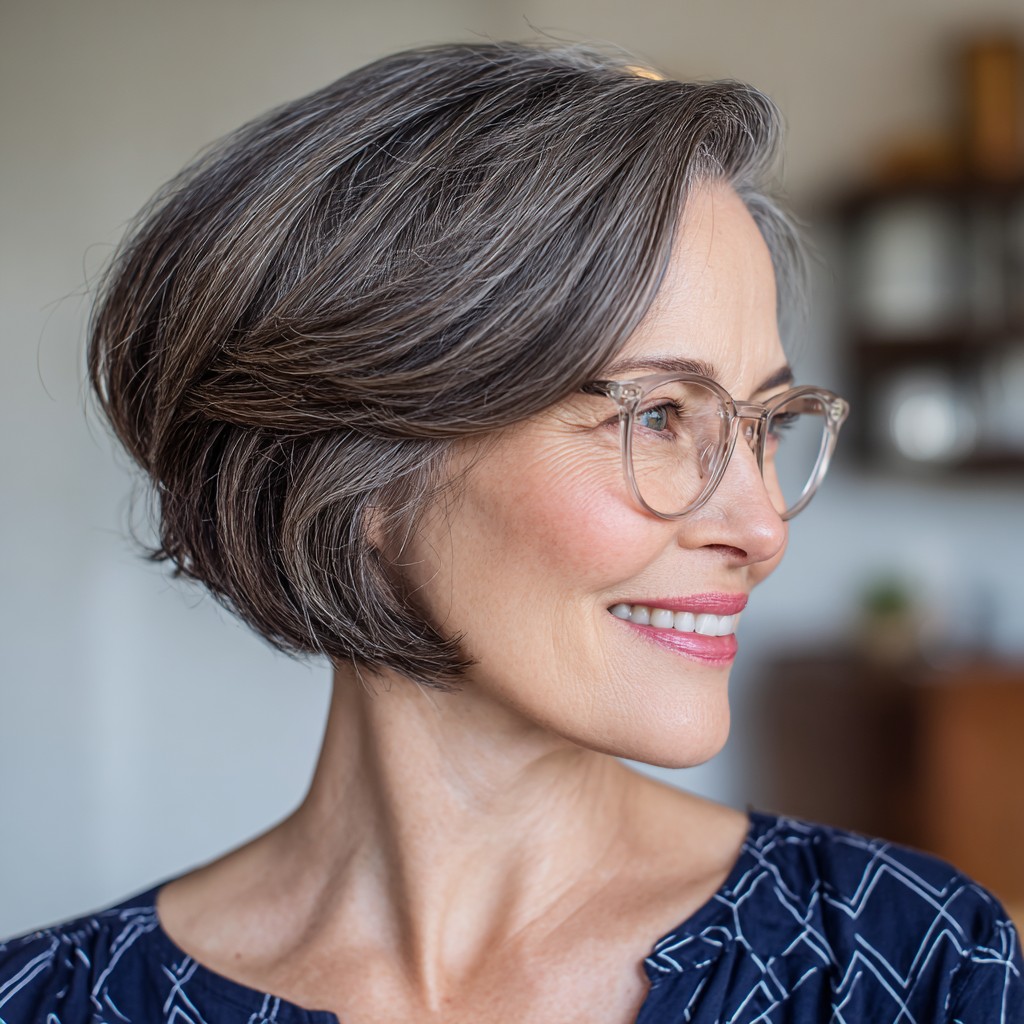 Chic Textured Gray Bob with Soft Volume