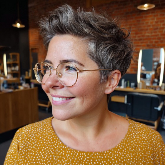 Chic Textured Pixie Cut with Playful Volume